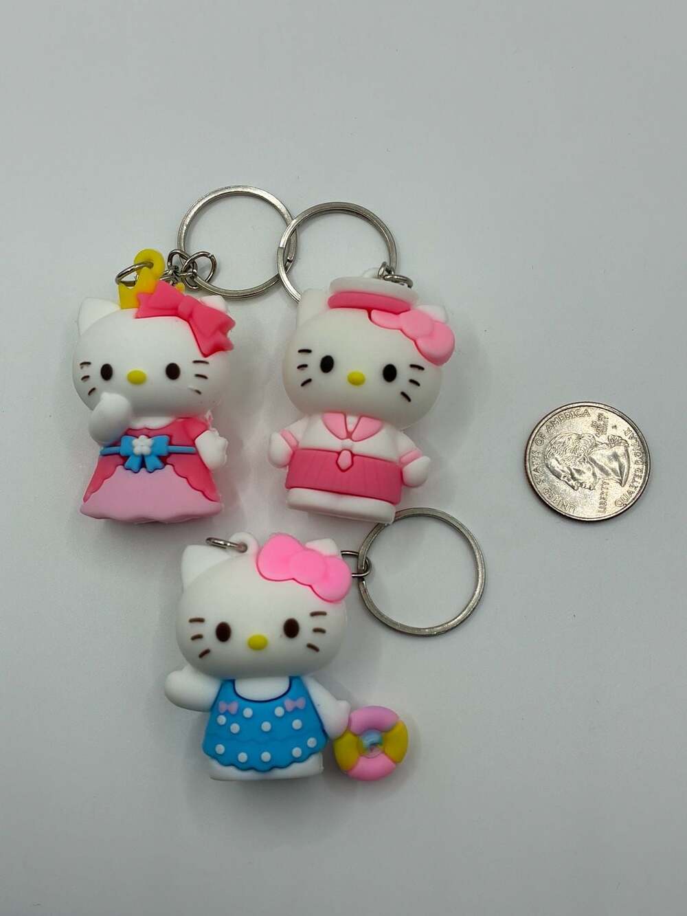 Sanrio Hello Kitty Rubber Figure Keychains Set of 3